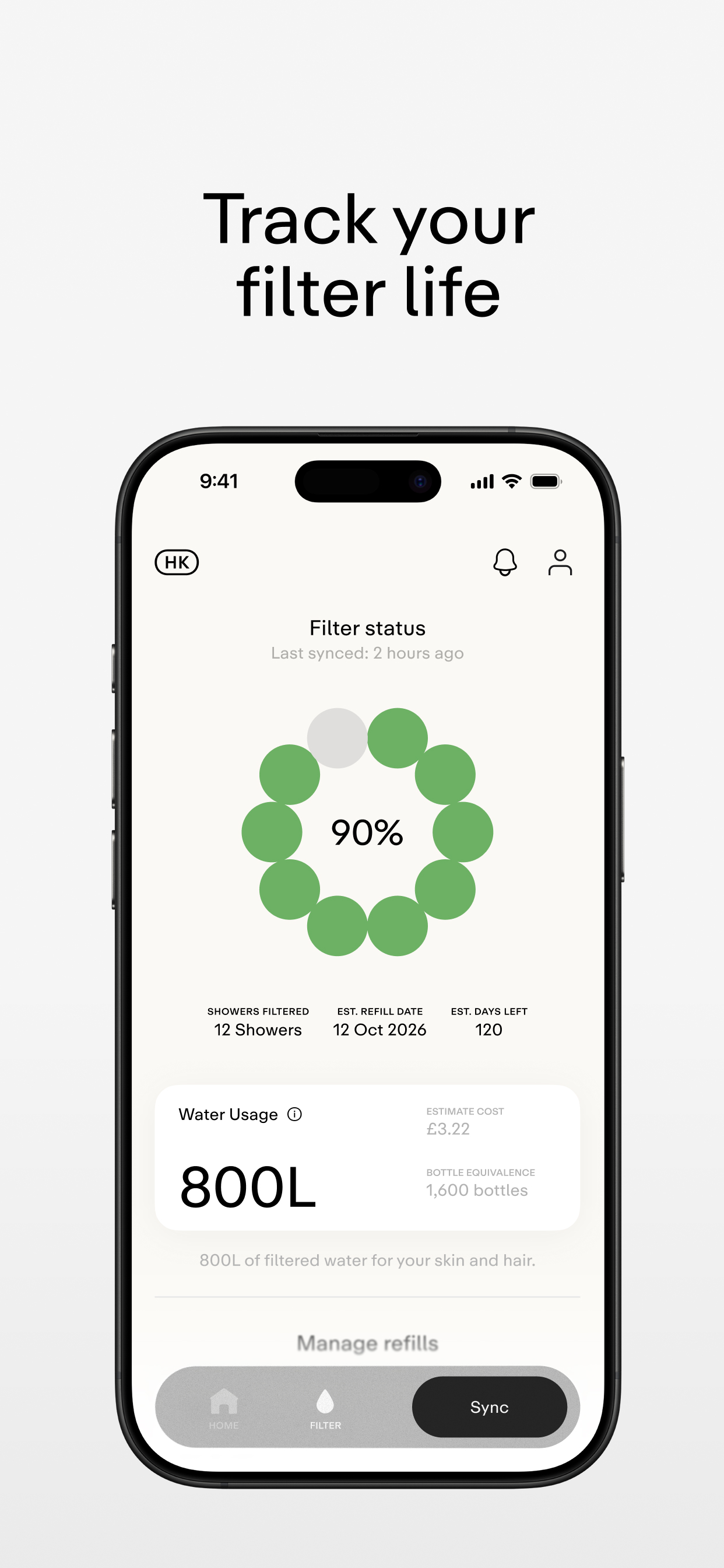 Hello Klean — connected smart-shower companion app